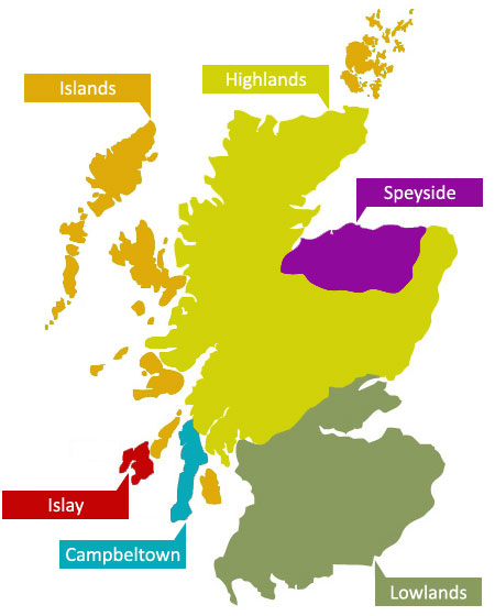 Scottish Whisky Regions Guide Map